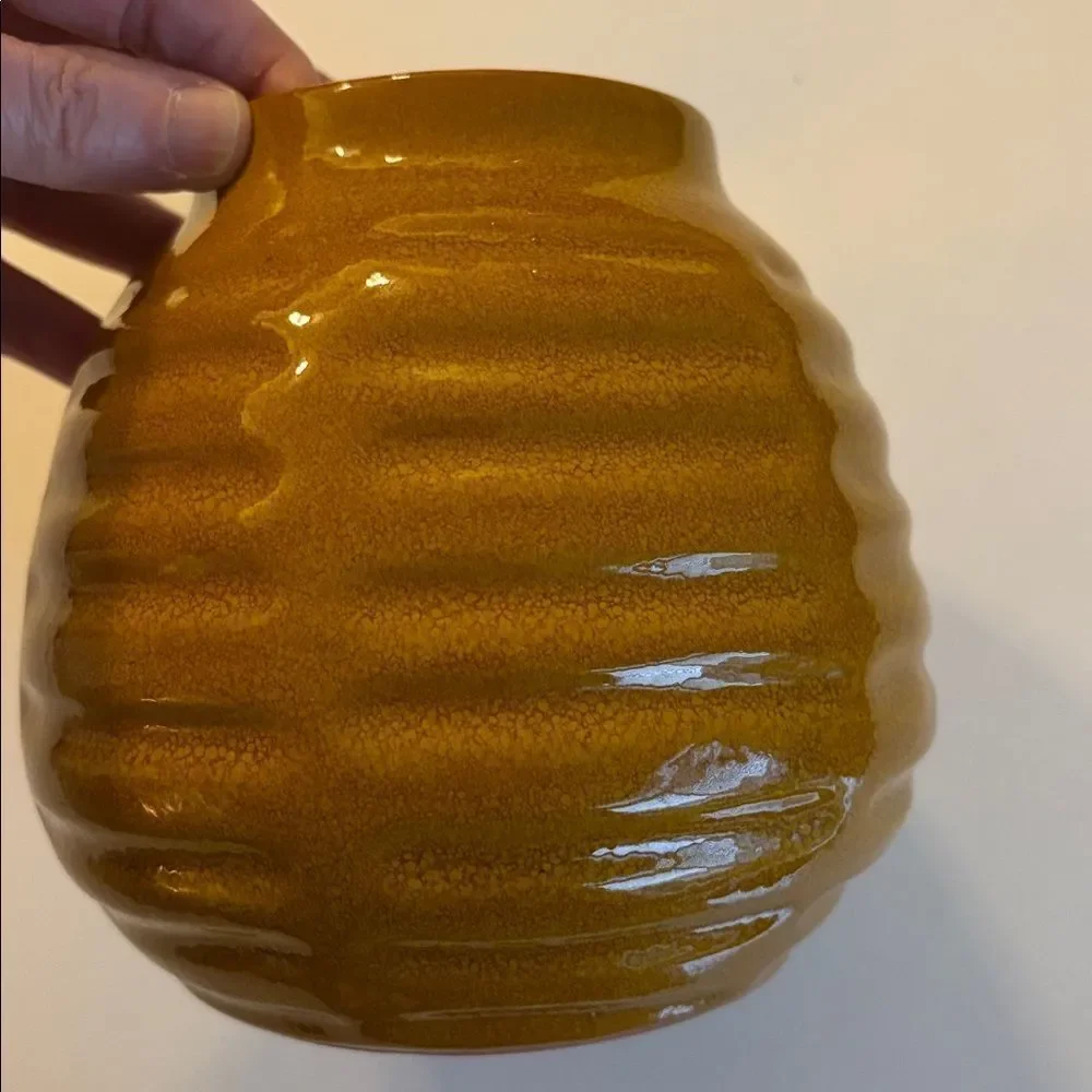 Crate and Barrel Mara Orange Vase Glazed Terra Cotta